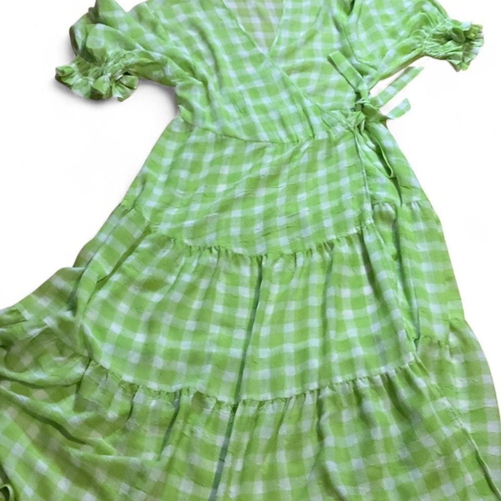 Urban outfitters‎ green gingham wrap dress